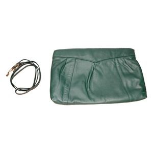 Hunter Green Vintage Leather Clutch / Shoulder Bag